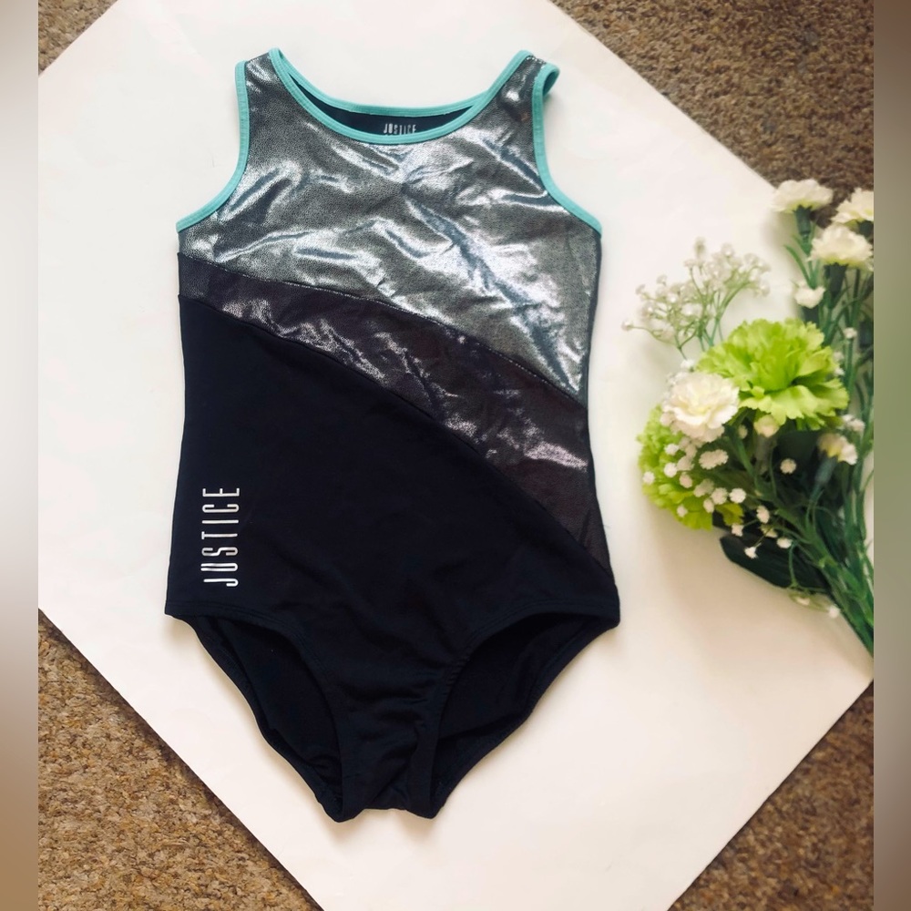 Justice Silver and Black Girl’s swimsuit